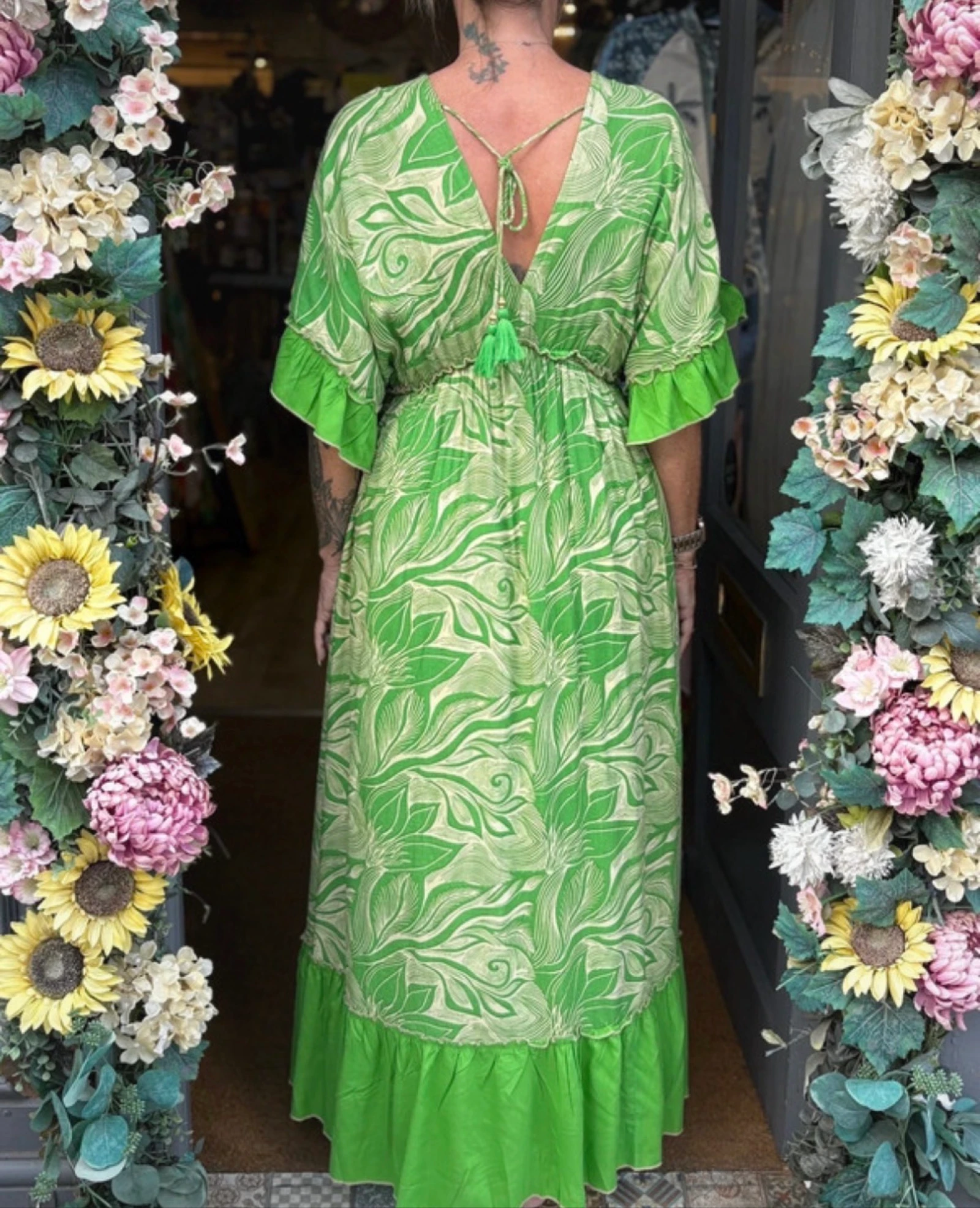 Neuf | Robe verte adaptable taille unique élastique manches légères été | taille unique – photo 2
